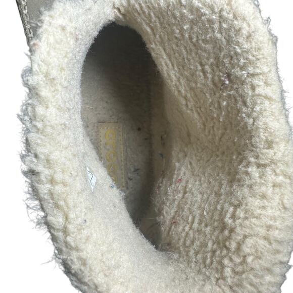 Crocs Men/Women Winter Boots Size M5/W7 Beige Suede Fur Lined Slip-On Crocassin - Picture 10 of 12